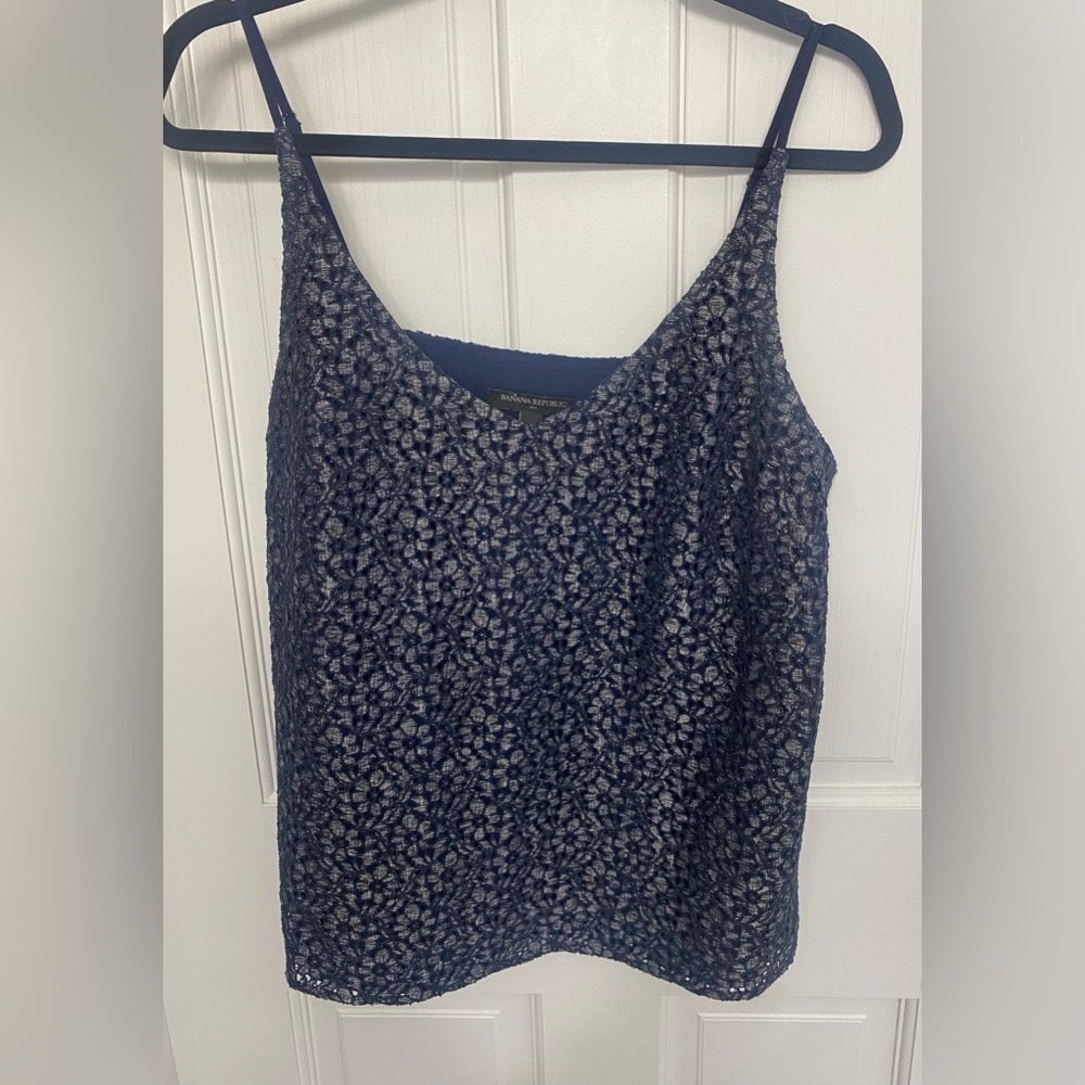 Banana Republic Navy Floral Lace Camisole